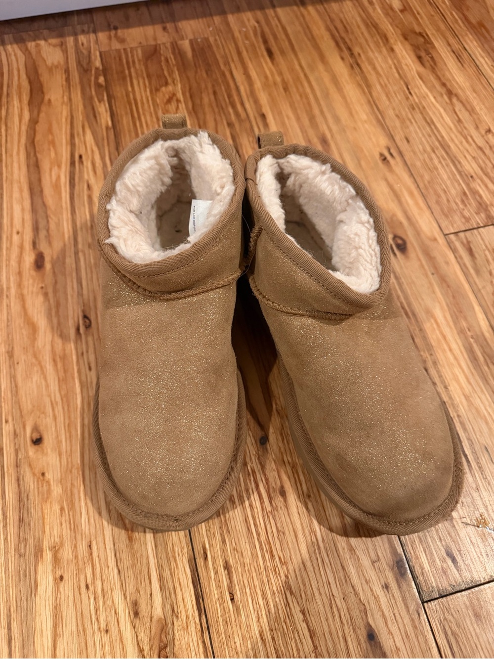 UGG Kids Chestnut Suede Booties with Shearling Lining